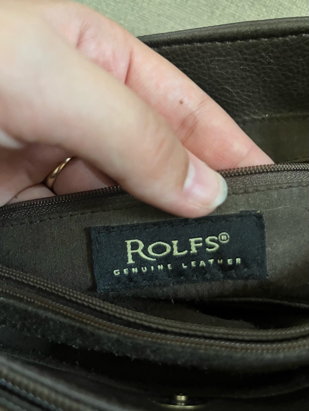 Rolfs Dark Brown Leather Shoulder Bag with Gold Accent - Picture 2 of 2